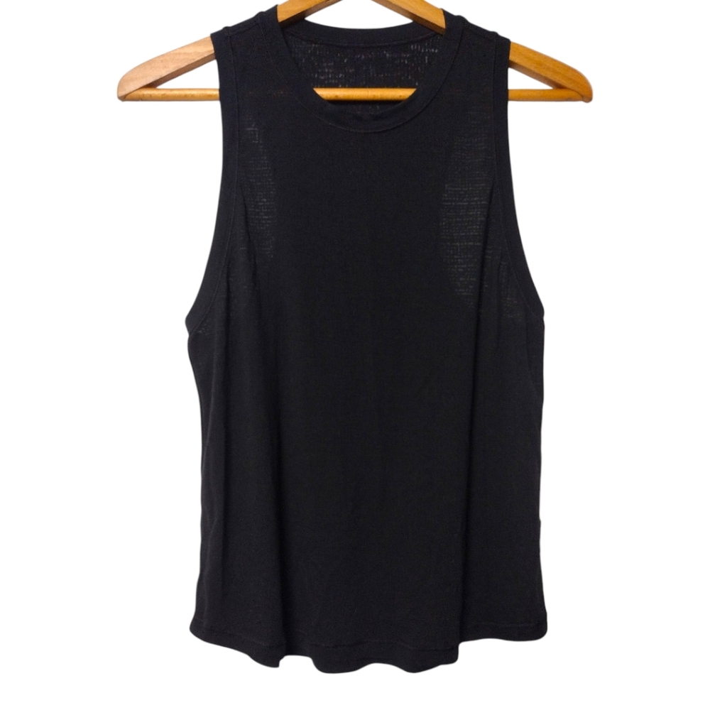 Lululemon Timeless Classic Tank 6 Burnout Sheer Black Cotton
